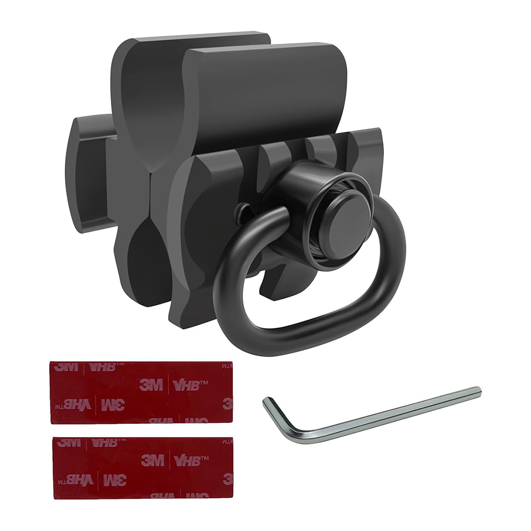 Shotgun 12Ga Barrel Clamp W/Built-in QD Forward Sling Swivel Socket, 3-Slot Picatinny Rail Mount (1.25 in QD Sling Swivel and 2 PCS 4×6 mm Gasket Silicone Elastomer Included)