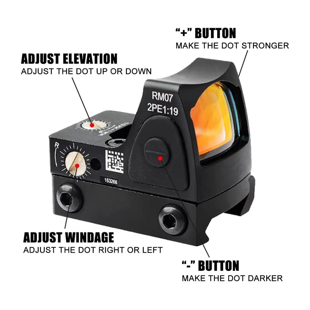 Red Dot Sight, Tactical 20mm Red Dot Sight 3 MOA Pistol Scope Adjustable Brightness with Glock Mount, Reflex Sight Pistol Scope Red Dot Scope Shockproof