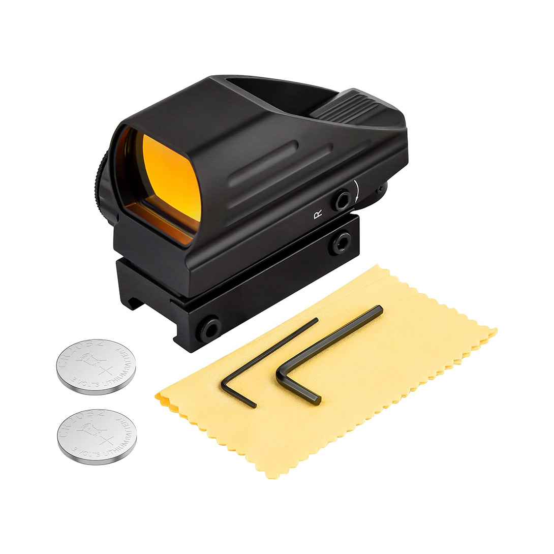 Reflex Sight with 4 Reticles Red Dot Sight, Reflex Holographic Optic Scope with 20mm Rail Mount ，Absolute Co-Witness