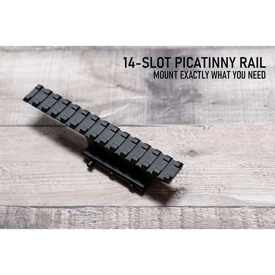 Shrapnel Offset Picatinny Riser Mount with Recoil Stop Base | 14 Slot 5 inch | High Profile