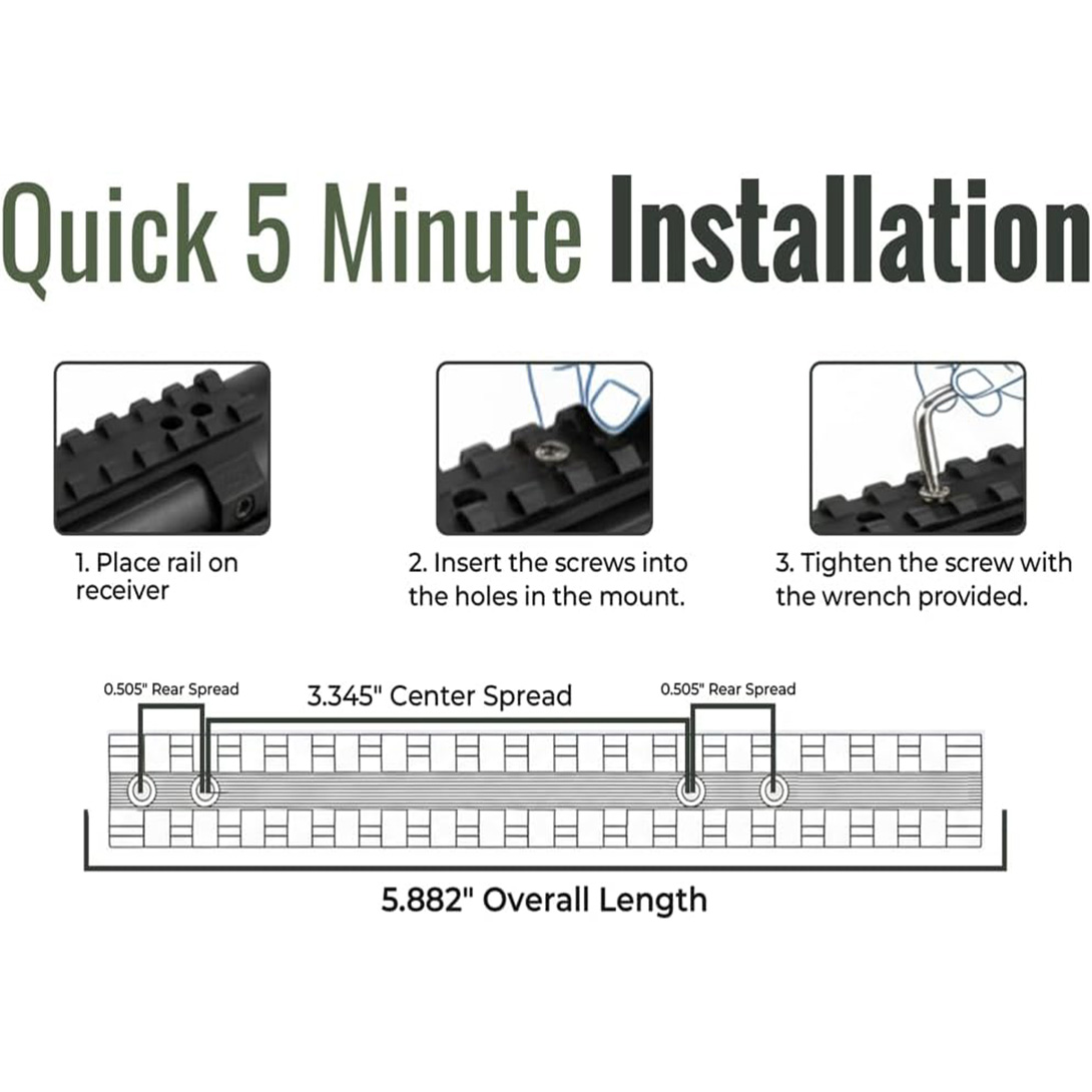 Picatinny Rail Mount for Savage 93/93R17/Mark II Rifles | 16-Slot Optics Rail with Pre-Coated Screws