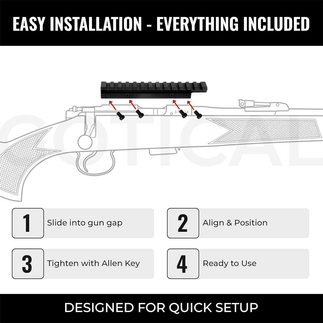11 mm Dovetail to Picatinny Scope Rail Base Mount Compatible for Right-Hand HD CZ 452, 453, 455, 511, 512 for 11mm Picatinny Rail Mount 0 MOA