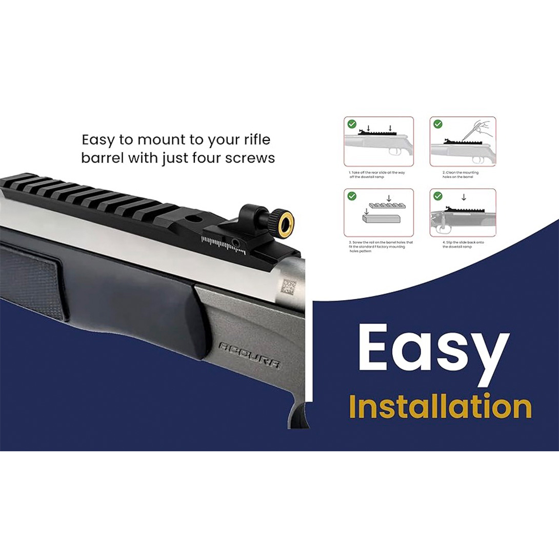 Peep Sight for CVA Optima, Kodiak, Wolf, and Accura Old and Newer Hole Pattern with Scope Picatinny Rail Mount Base, Aluminum Housing 6 pcs Mounting Screws