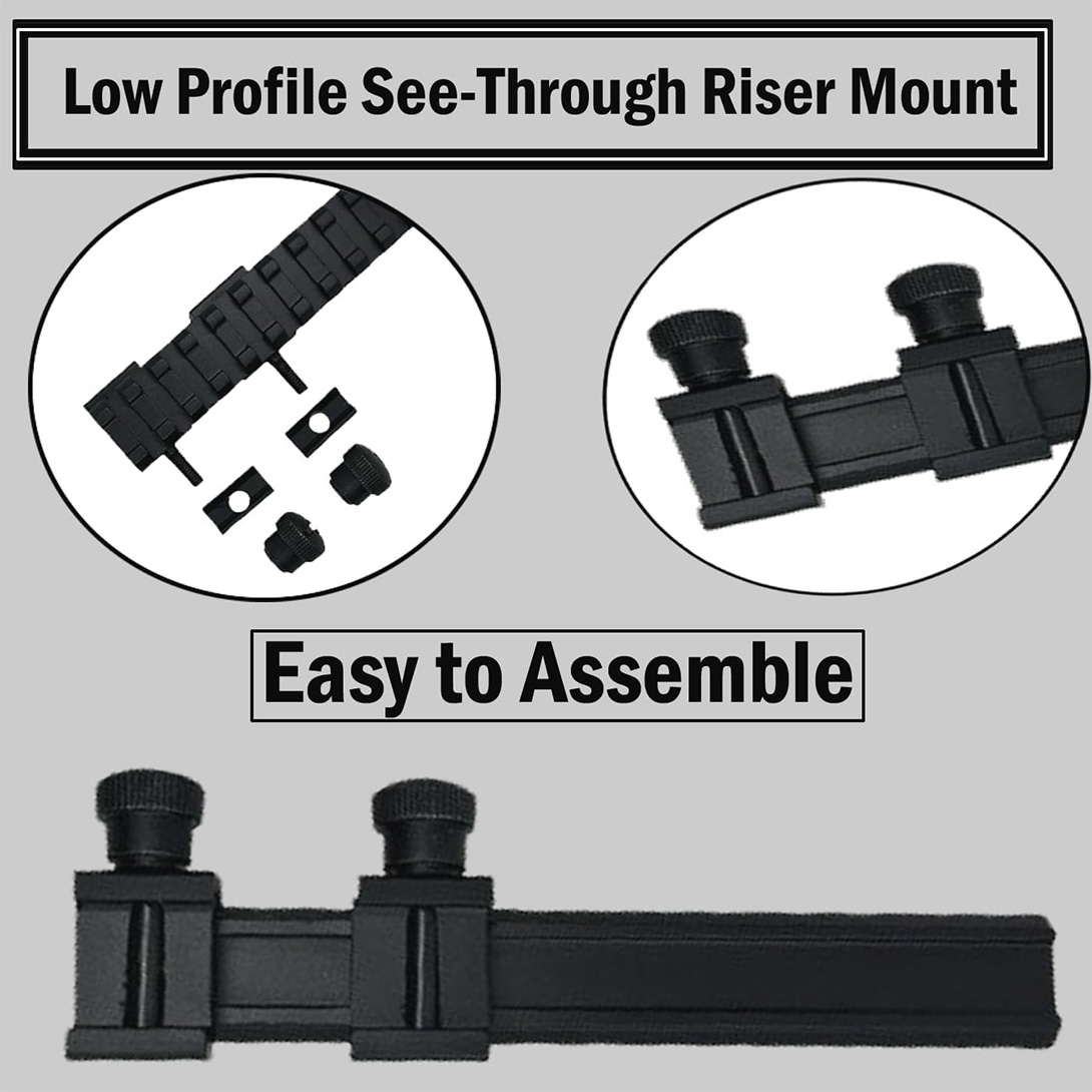 1/2″ High 10 Slot 105mm Long Cantilever Offset Picatinny Rail, 14 Slot 145 mm Long Cantilever Riser Rifle Scope Mount Aluminum Matt Finished Black