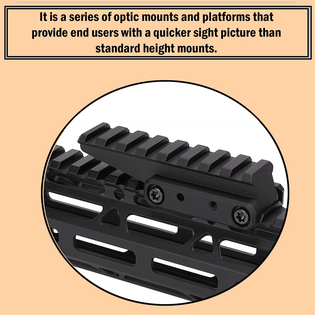 Red Dot Riser for 1/3″ Mounted Optics 7075-T6 Aluminum and Type III, Hardcoat Anodized, 2.26″ Optical Centerline Height, Standard Rail Grab