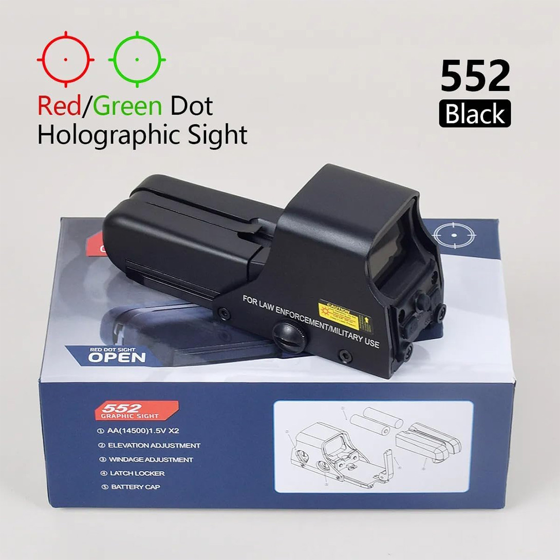 Holographic Sight 552 Red/Green Dot Sight with 5 Brightness Options & 1 MOA Dot, Black, Fits 20mm Rail Mount