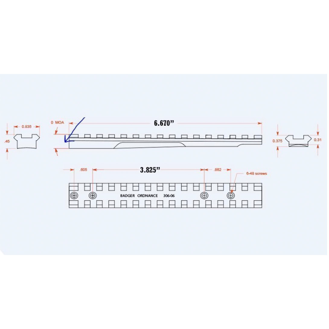 Mauser 98 LR Picatinny Rail Scope Mount 0 MOA