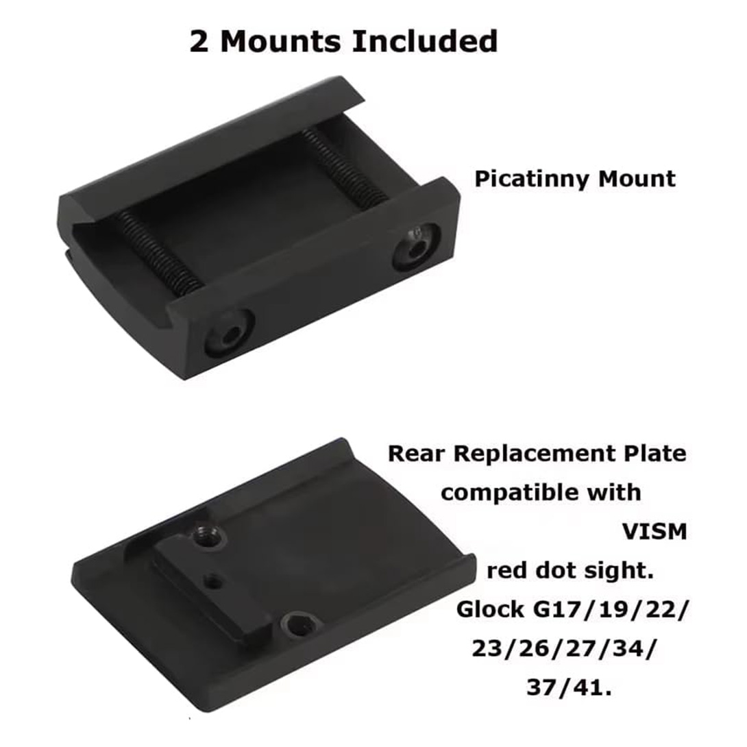 Red Dot Sight, Tactical 20mm Red Dot Sight 3 MOA Pistol Scope Adjustable Brightness with Glock Mount, Reflex Sight Pistol Scope Red Dot Scope Shockproof